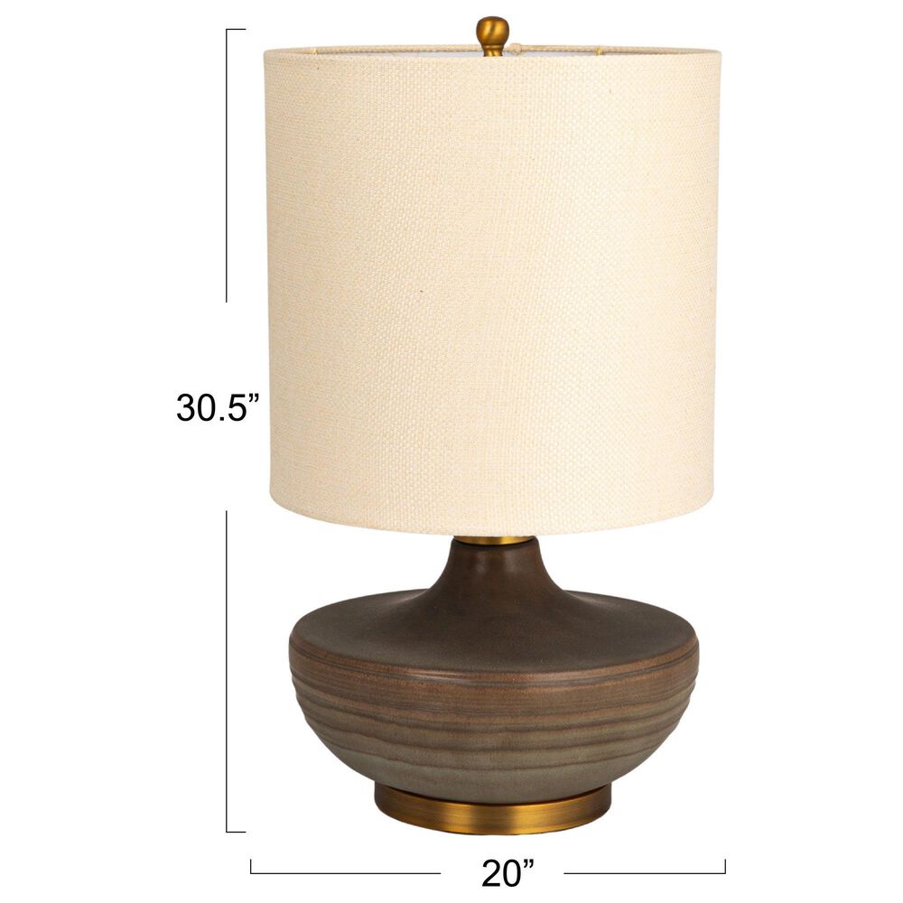 Creative Coop Salem Stoneware Table Lamp in Mushroom Brown, , large