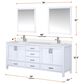 Lexora Home Jacques 80" Double Bathroom Vanity in Distressed Grey with 2 cm White Quartz Top and Rectangular Sinks, , large