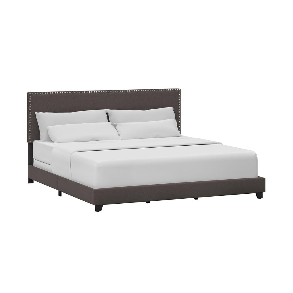Richlands Furniture Willow King Upholstered Panel Bed in Charcoal, , large