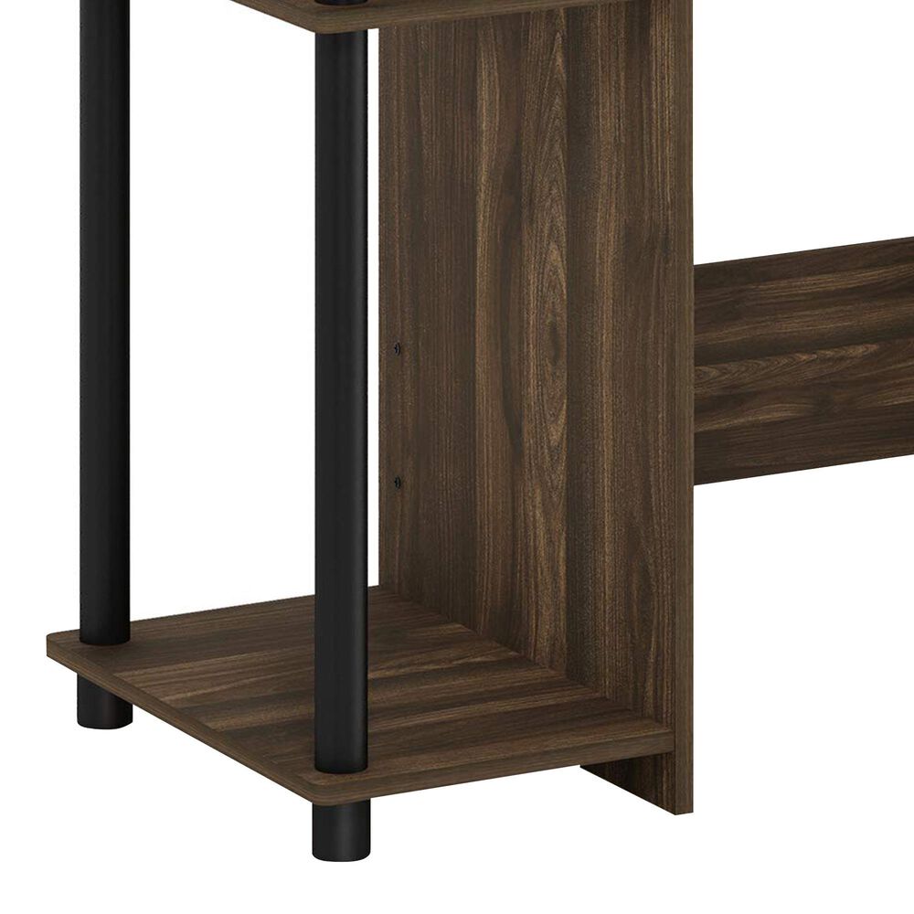 HOMLUX 38" Computer Desk with Dual Open Side Shelves in Columbia Walnut and Black, , large