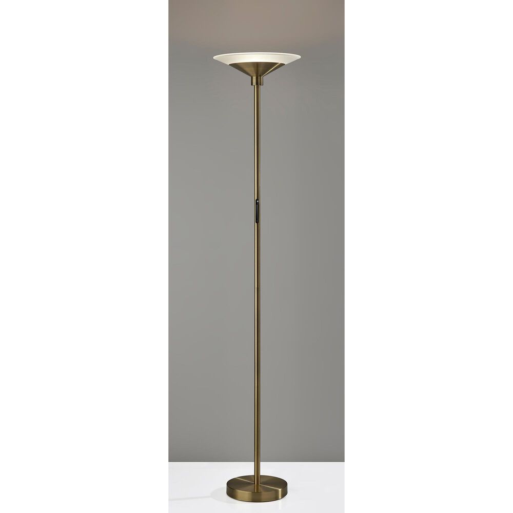 Adesso Solar LED Torchiere in Antique Brass, , large