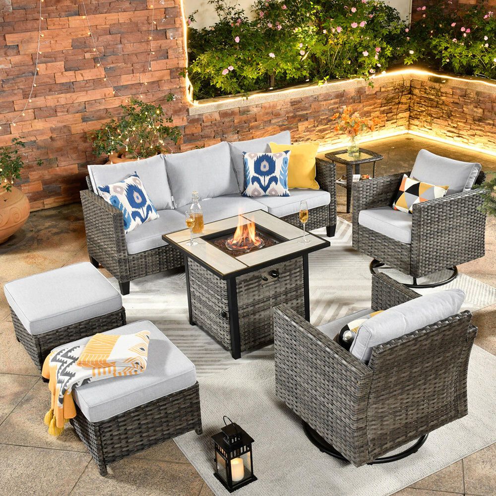 HOMLUX 7-Piece Patio Sofa Set in Gray, , large