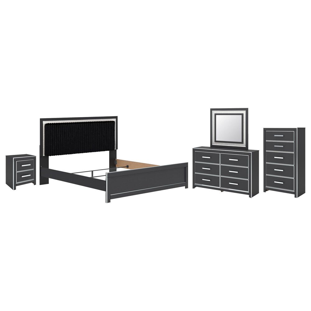 Ashley Zuraleus 5-Piece King Panel Bedroom Set in Matte Black, , large