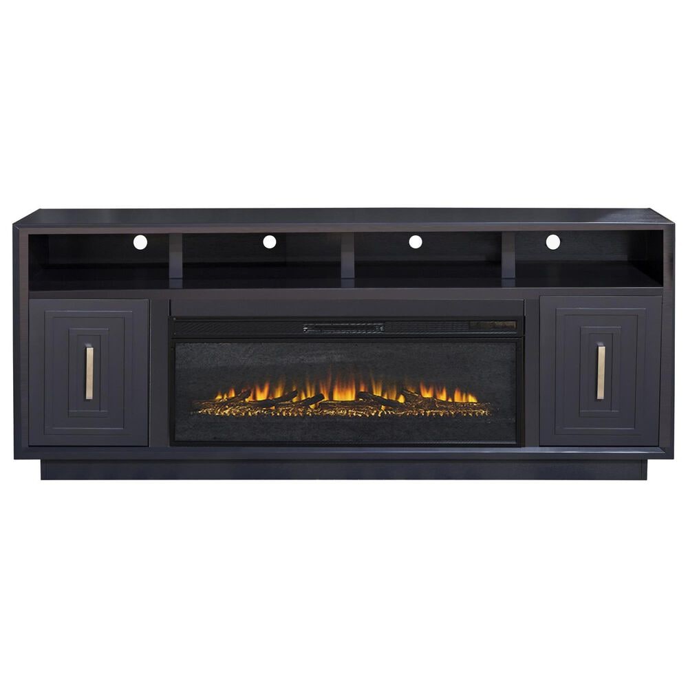 Legends Home Sunset 83" Fireplace Console with Fireplace Insert in Seal Skin Black, , large