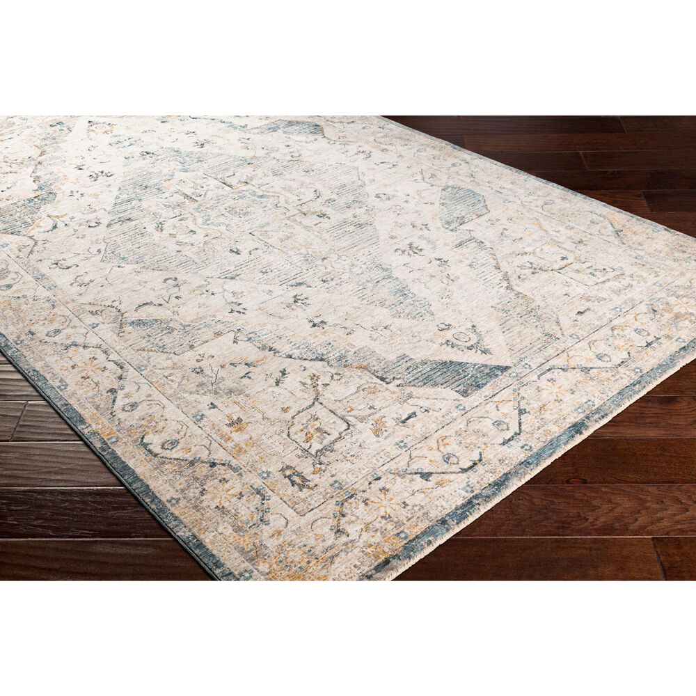Surya Cardiff CDF-2303 Medium Gray, Light Blue, Mustard and Dark Blue 6&#39;7&quot; x 9&#39;6&quot; Area Rug, , large