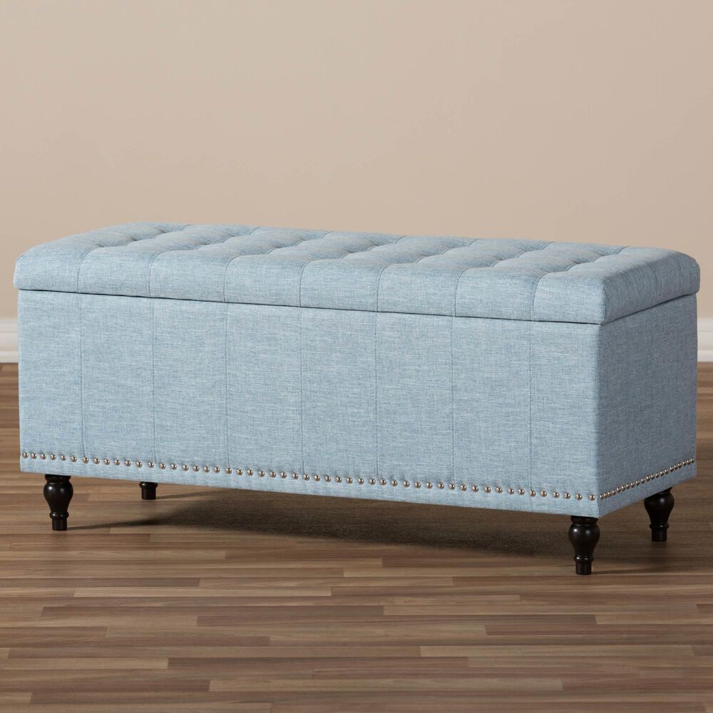 Baxton Studio Kaylee Storage Ottoman Bench in Light Blue, , large