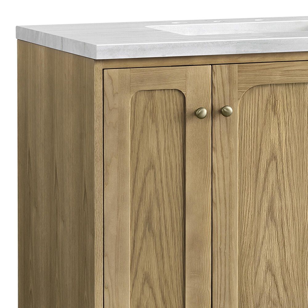 James Martin Vanities Laurent 72&quot; Double Bathroom Vanity in Light Natural Oak with 3 cm Arctic Fall Solid Surface Top and Rectangular Sinks, , large