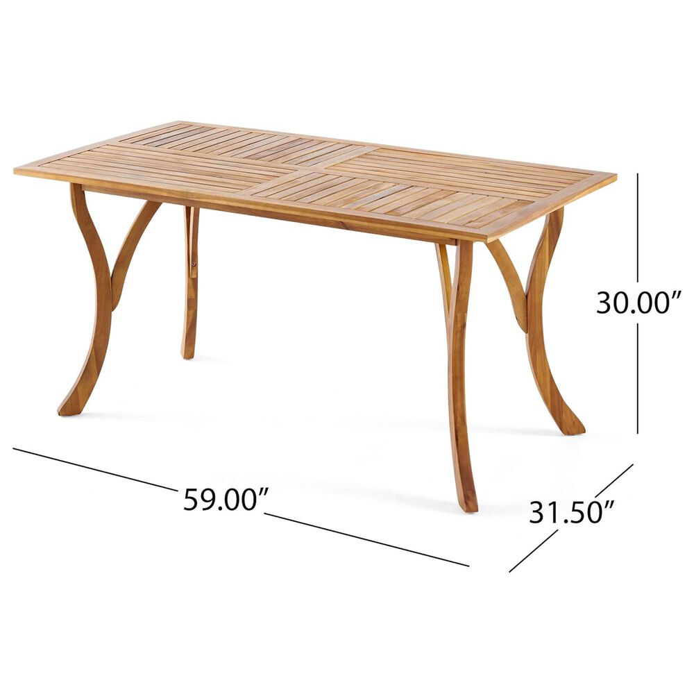 Hearth and Haven Hermosa 7-Piece Outdoor Dining Set with Cream Cushion in Teak, , large