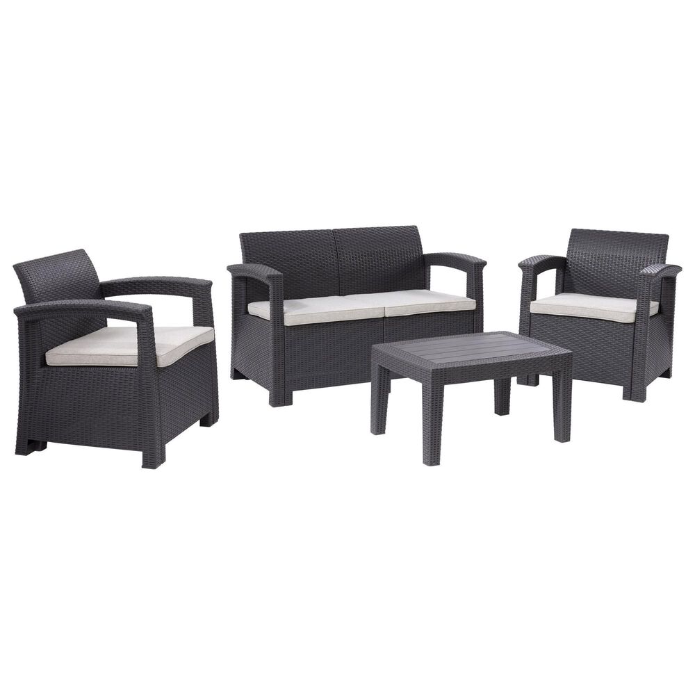 CorLiving Lake Front 4-Piece Patio Chat Set in Black/Gray, , large