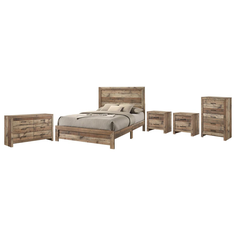 Crown Mark Elmer 5 Piece Queen Bedroom Set with Two Nightstands in Rustic Brown, , large