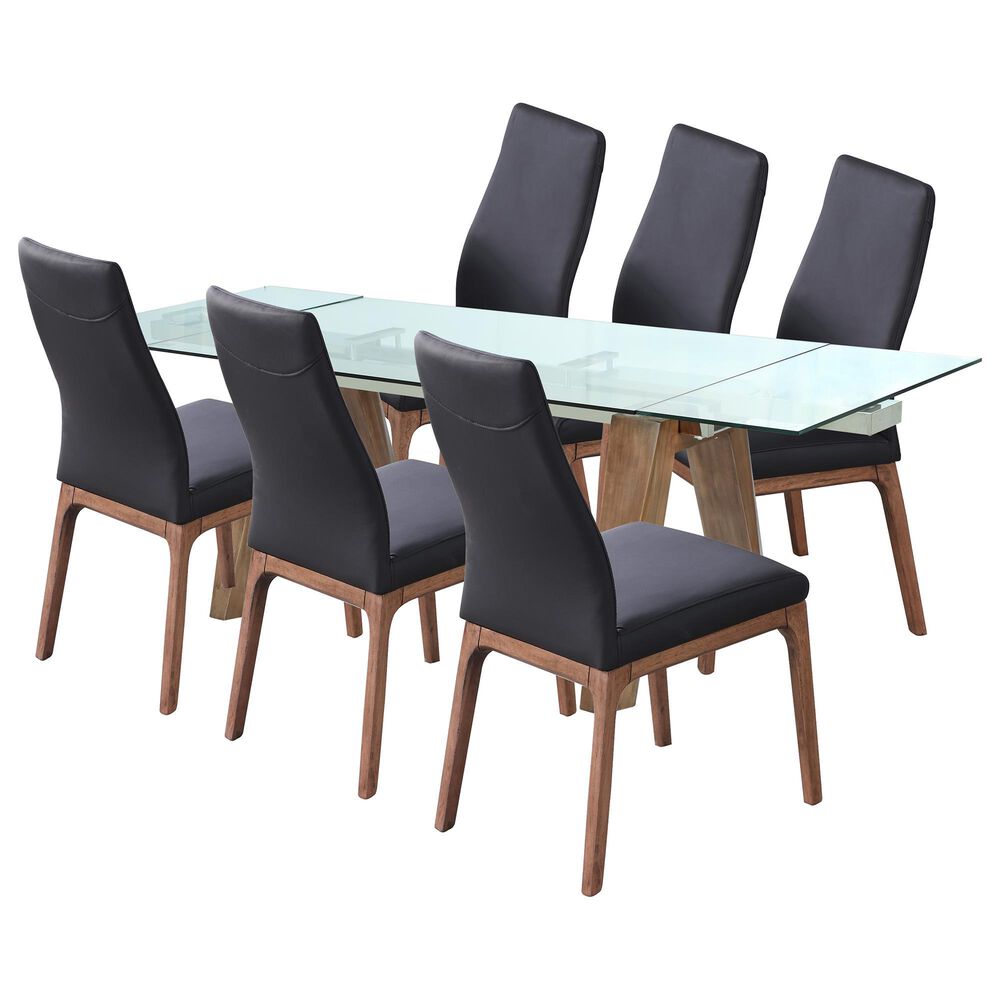 Monroe Esther 7-Piece Rectangular Dining Set in Clear and Walnut, , large
