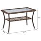 Sunwell Garden 34" Patio Rectangular Coffee Table with Glass Top in Brown, , large
