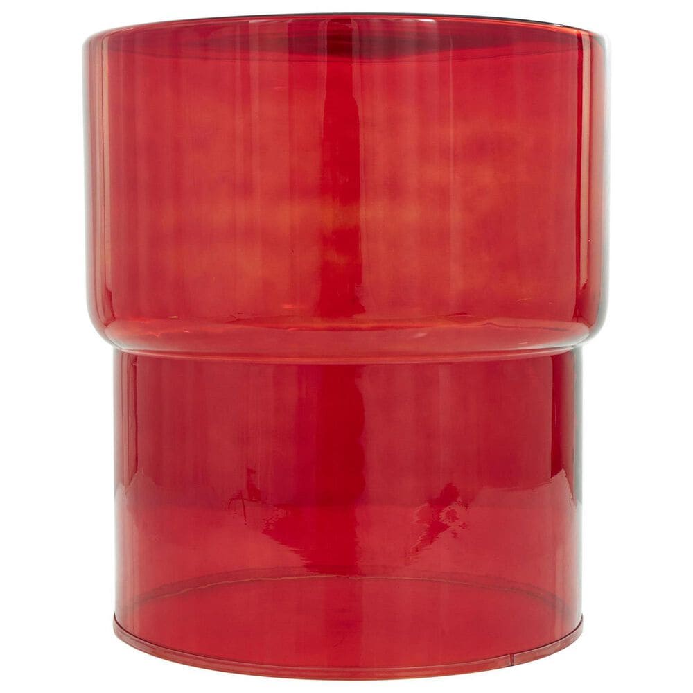 Maple and Jade Glass Modern Accent End Table in Red, , large