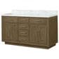 Lexora Home Abbey 60" Double Bathroom Vanity in Grey Oak with 2 cm White Carrara Marble Top and Rectangular Sinks, , large