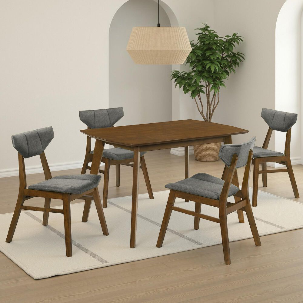 Armen Living Amaris Side Chair with Charcoal Upholstery in Warm Walnut (Set of 4), , large