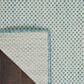 Nourison Courtyard Ivory and Aqua 4" Square Indoor/Outdoor Area Rug, , large
