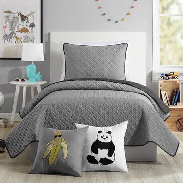 Peking Handicraft Corbin 2-Piece Twin Quilt Set in Grey, , large