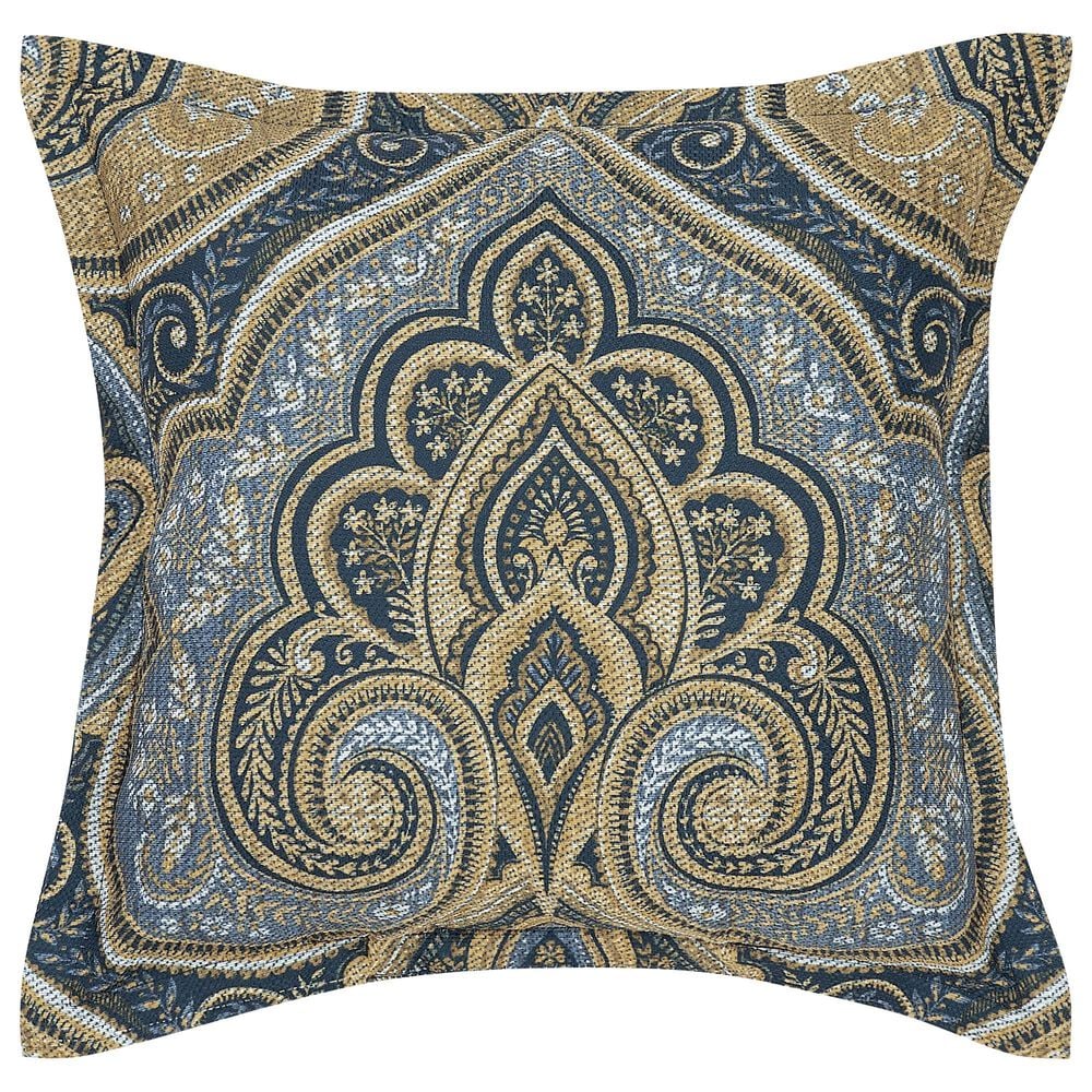 J. Queen New York Messina 18" Square Throw Pillow in Gold and Navy Blue, , large