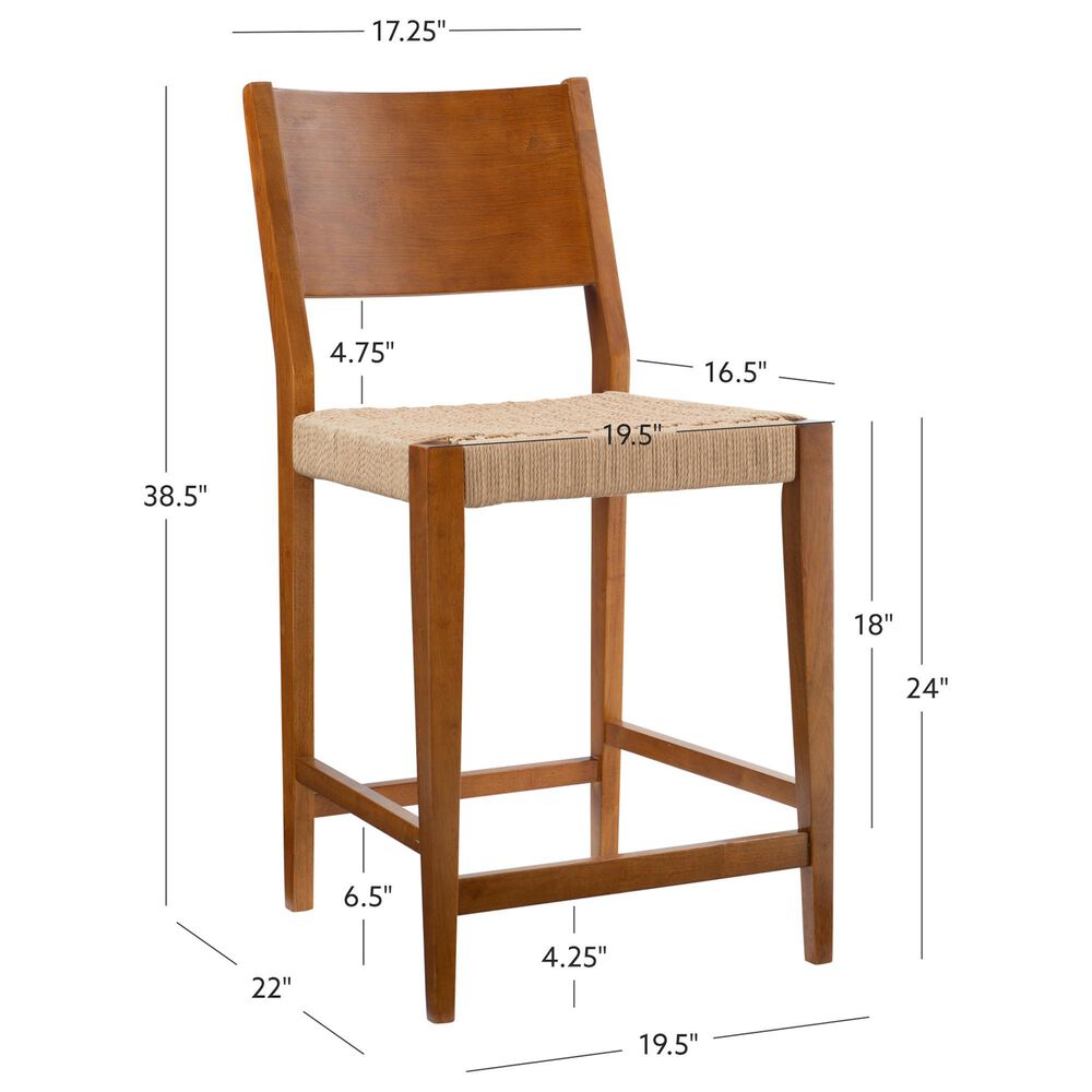 Linon Home Decor Cadence Counter Stool in Brown and Natural (Set of 2), , large