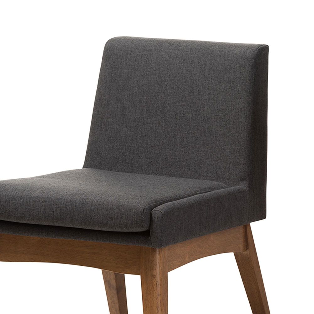 Baxton Studio Nexus Side Chair with Dark Grey Cushion in Walnut Brown (Set of 2), , large