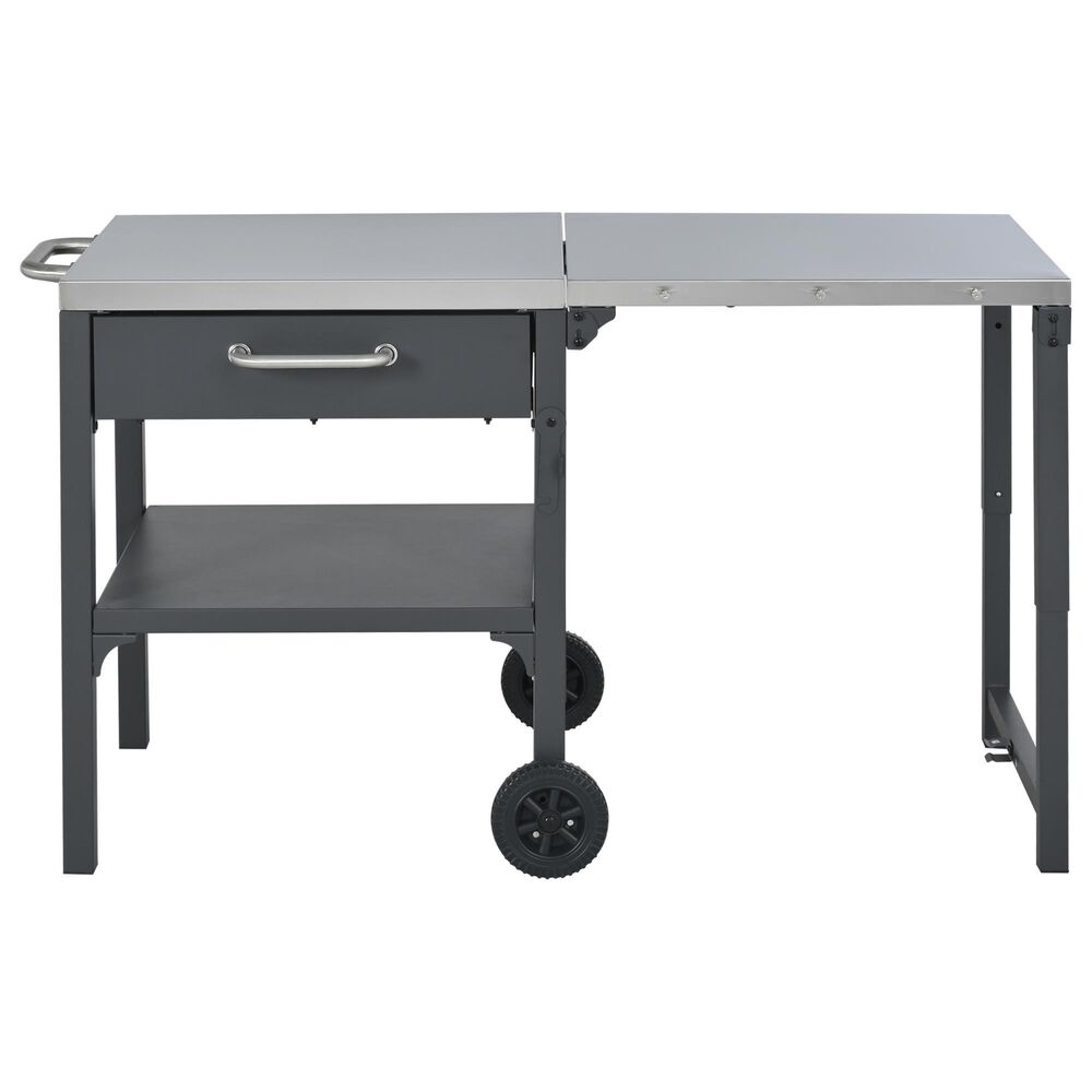 Hearth and Haven Outdoor Foldable Kitchen Cart with Side Table in Gray, , large