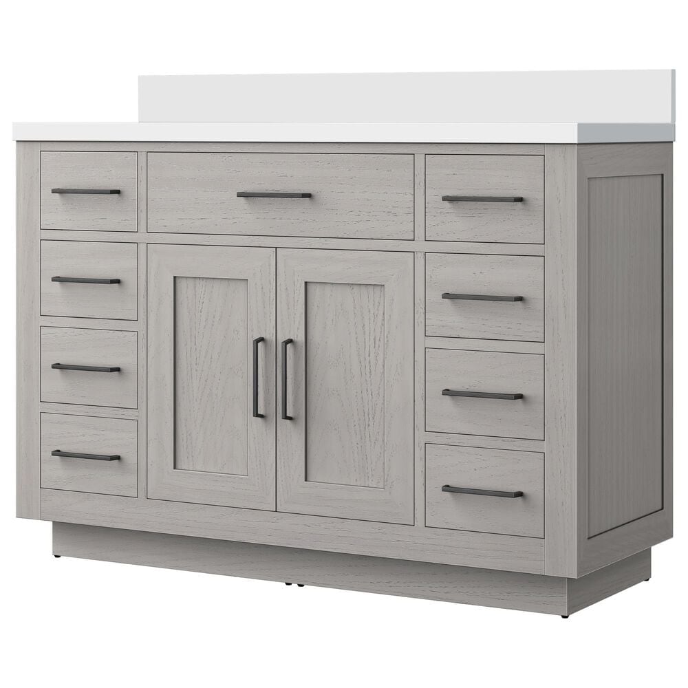 Lexora Home Abbey 48" Single Bathroom Vanity in White Oak with 2 cm White Cultured Marble Top and Rectangular Sink, , large