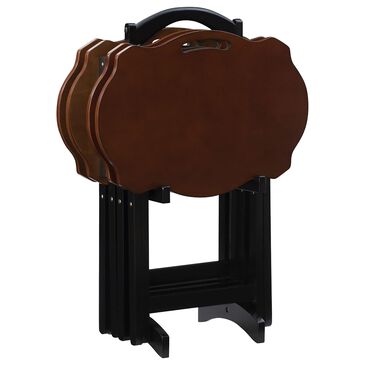 Parkerville Furniture Line Serpentine Tray Table Set in Hazelnut and Black (Set of 4), , large