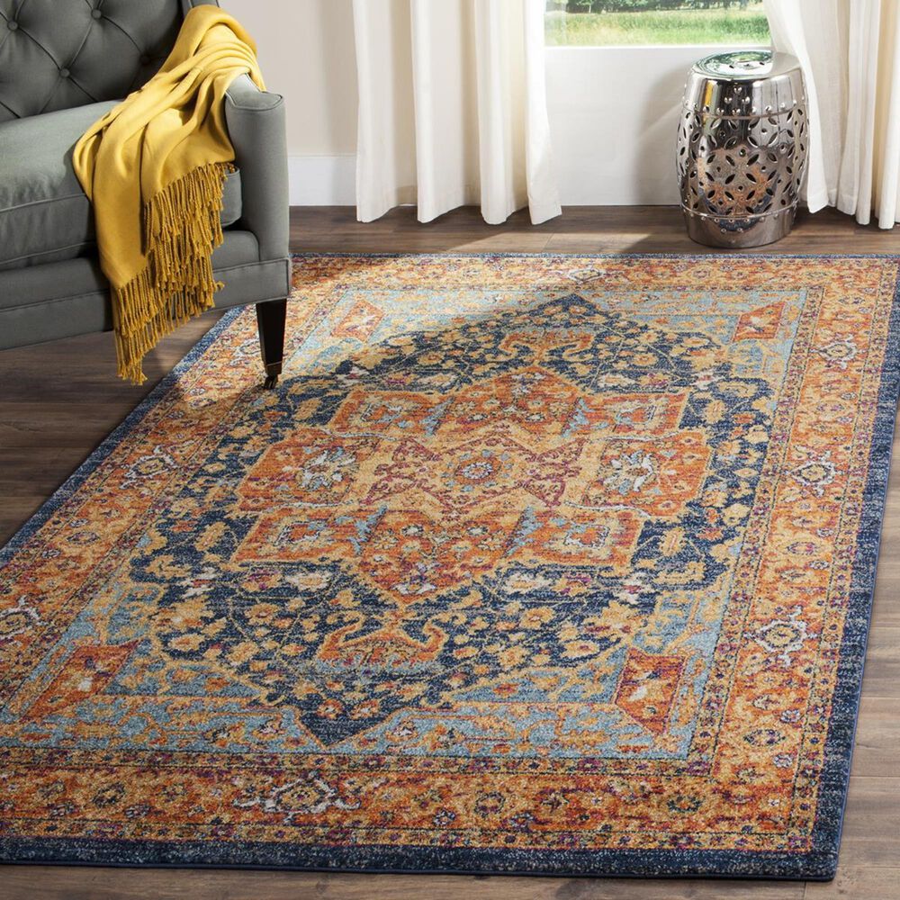 Safavieh Evoke EVK275C-4 4" x 6" Blue/Orange Area Rug, , large