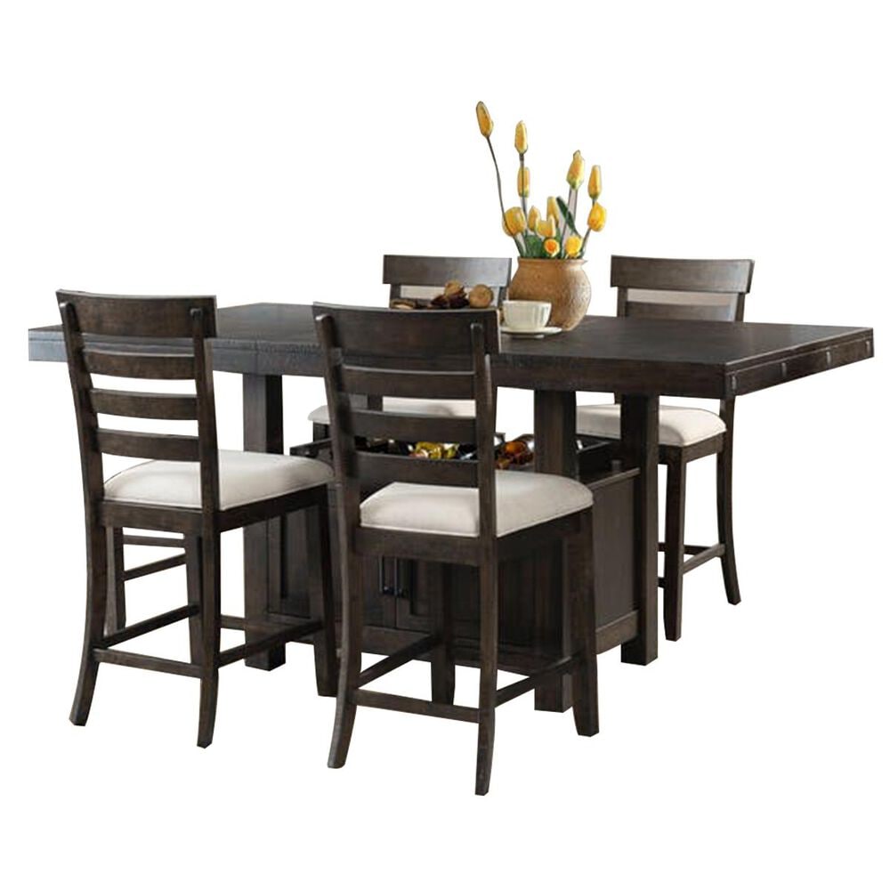 Mayberry Hill Colorado 5-Piece Counter Dining Set in Brown, , large