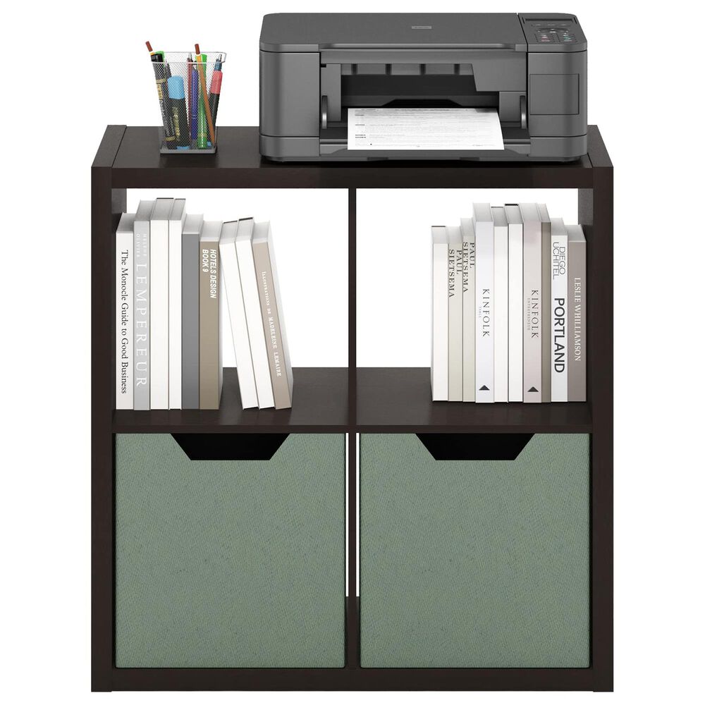 HOMLUX 4-Cube Reversible Open Back Bookshelf in Dark Oak, , large