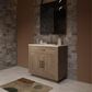 Lexora Home Abbey 36" Single Bathroom Vanity in Grey Oak with 2 cm White Quartz Top and Rectangular Sink, , large