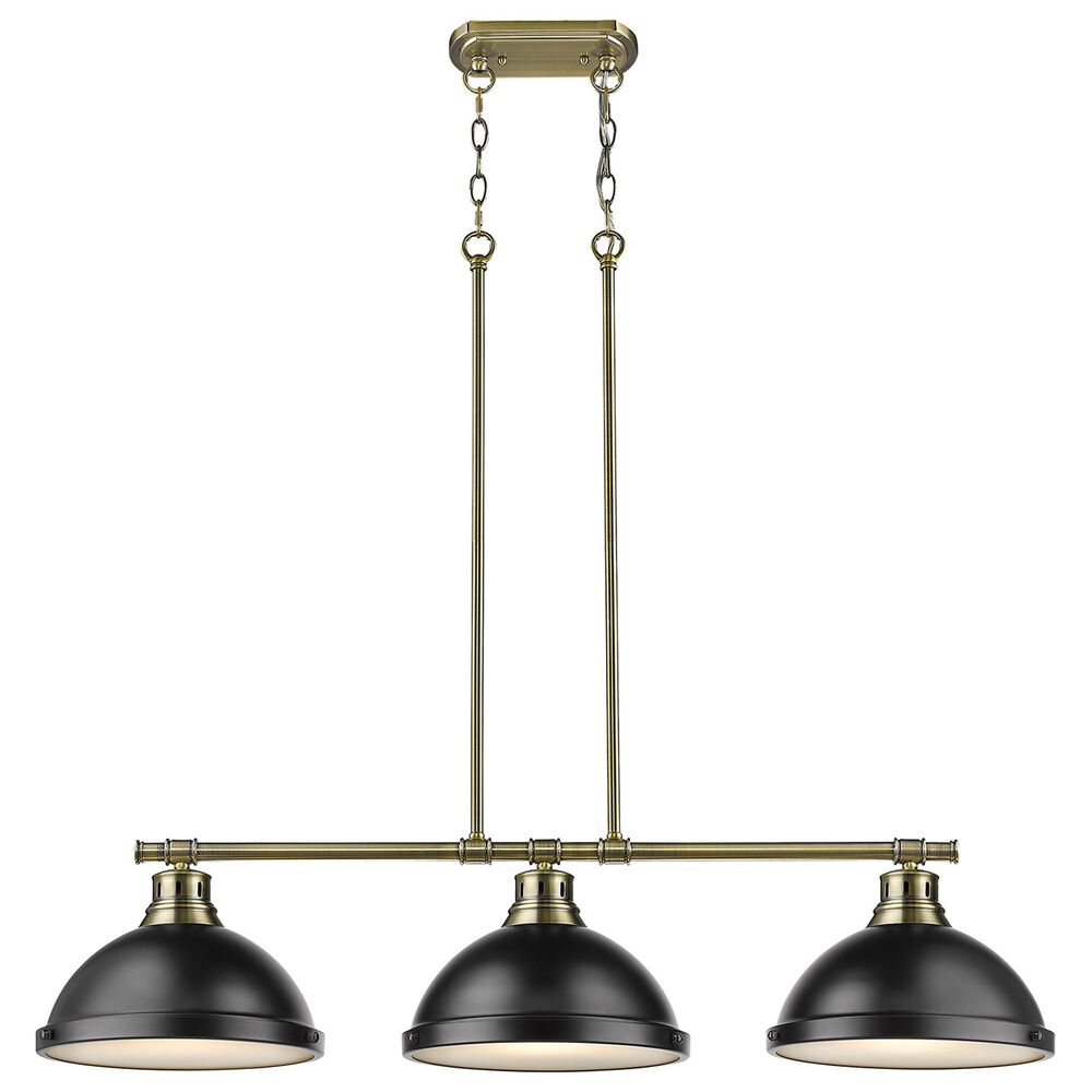 Golden Lighting Duncan 3-Light Pendant with Matte Black Shade in Aged Brass, , large