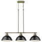 Golden Lighting Duncan 3-Light Pendant with Matte Black Shade in Aged Brass, , large