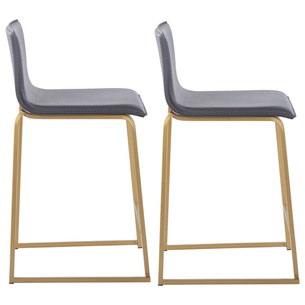 Lumisource Mara Counter Stool with Grey Cushion in Gold &#40;Set of 2&#41;, , large