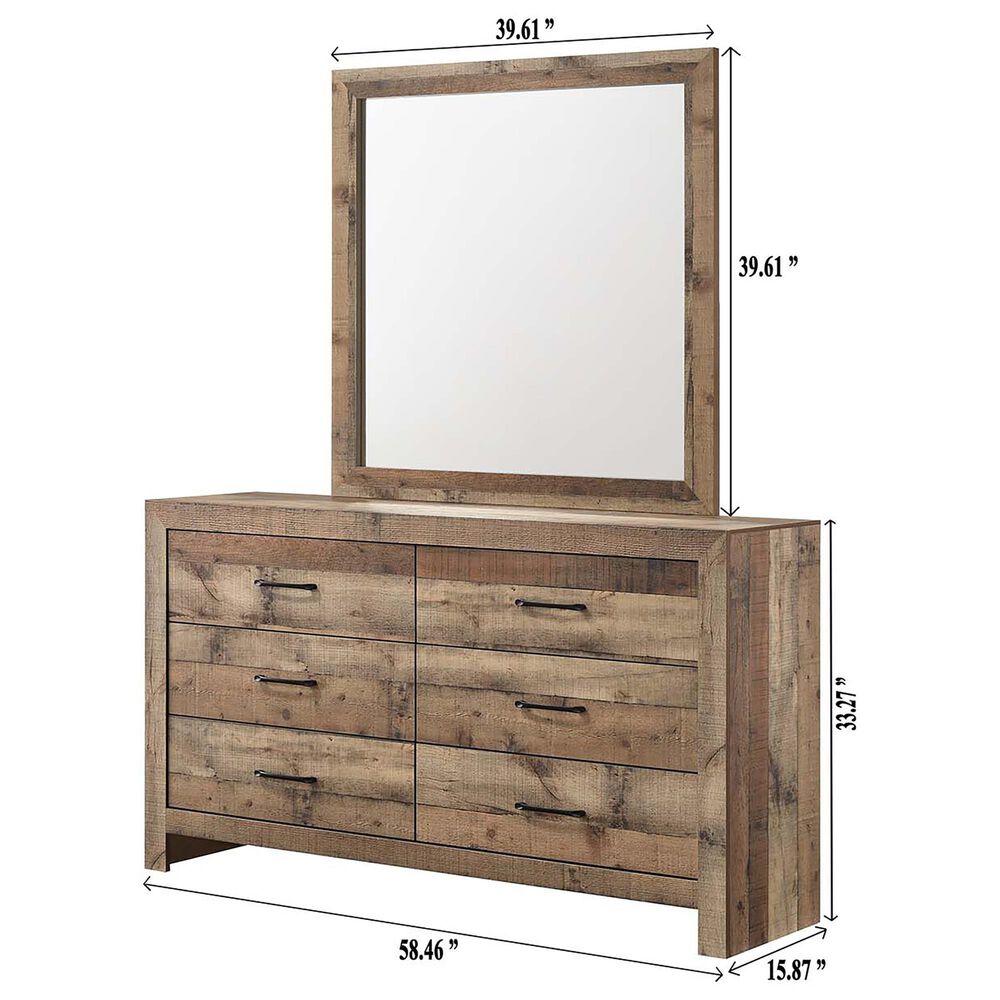 Crown Mark Elmer 6 Drawer Dresser and Mirror in Rustic Brown, , large