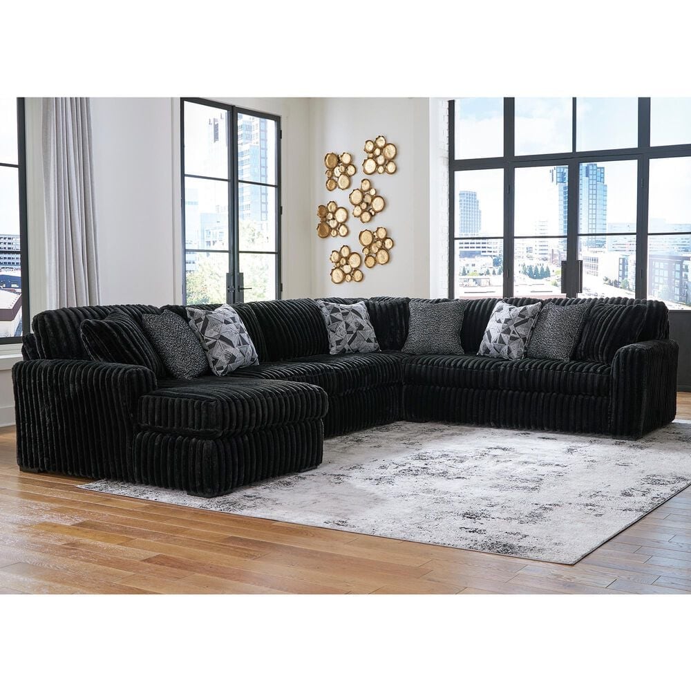 Ashley Midnight-Madness 4-Piece Sectional with Left-Facing Chaise in Onyx, , large