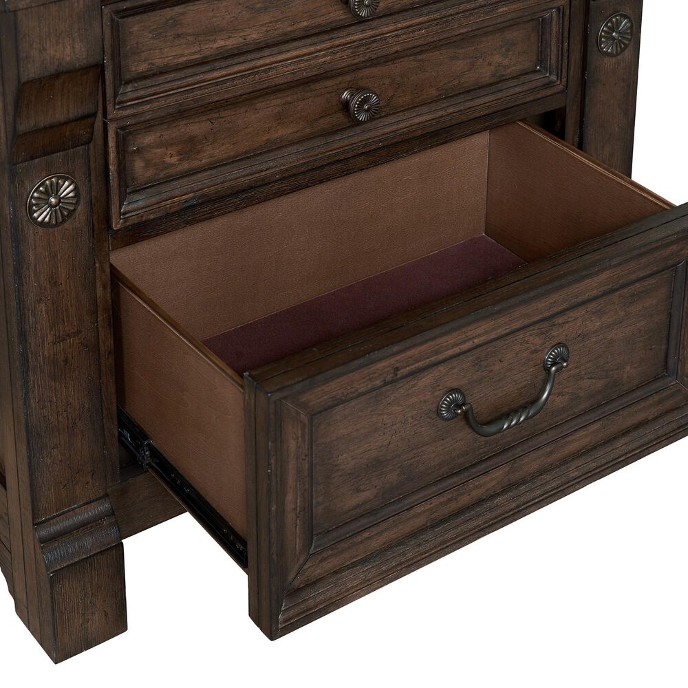 Sasha Lee Grand Teton 5 Piece Queen Bedroom Set in Warm Brown Oak, , large