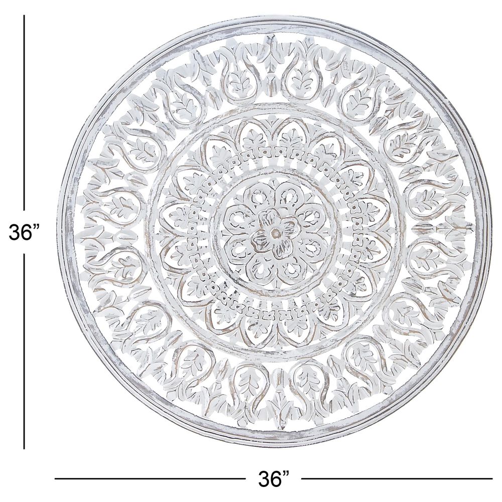 Maple and Jade 36&quot; x 36&quot; Flowers Wall Decor in Distressed White, , large