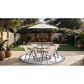 Furniture of America Nuri 6-Piece Outdoor Dining Set with Umbrella in Black, , large
