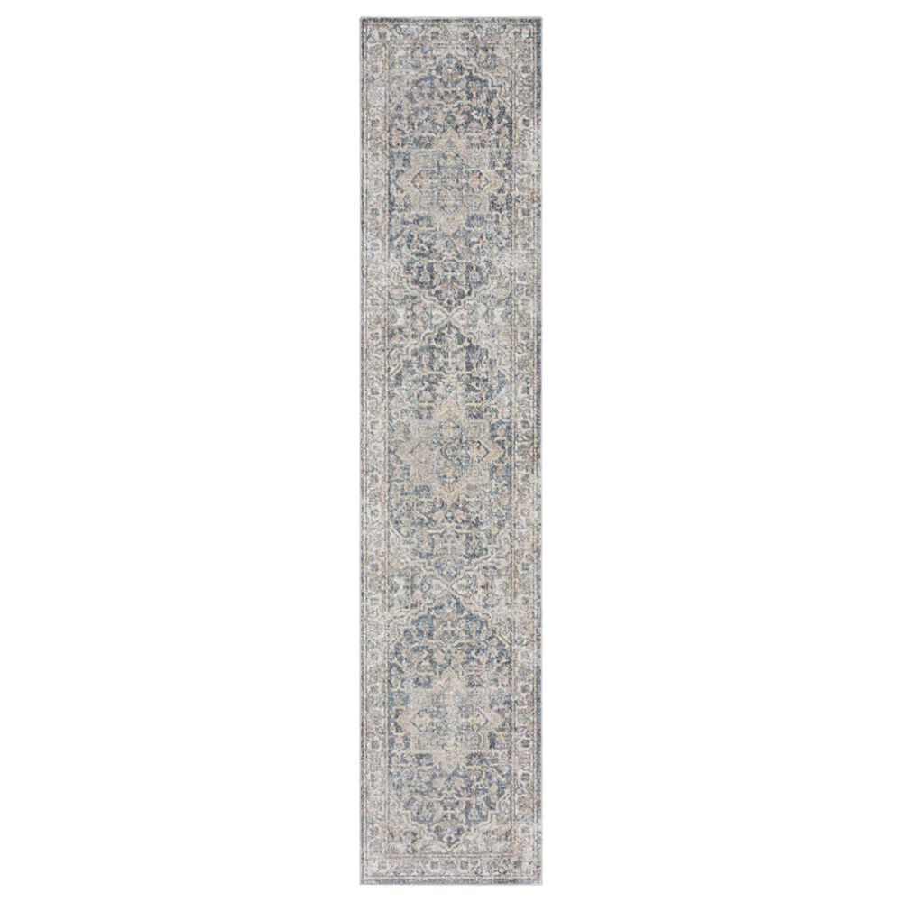 Nourison Astra Machine Washable 2"2" x 8" Grey and Blue Runner, , large