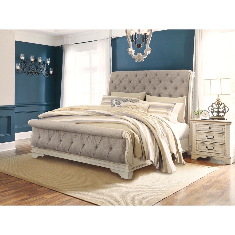 Ashley Realyn King Sleigh Bed in Chipped White, , large
