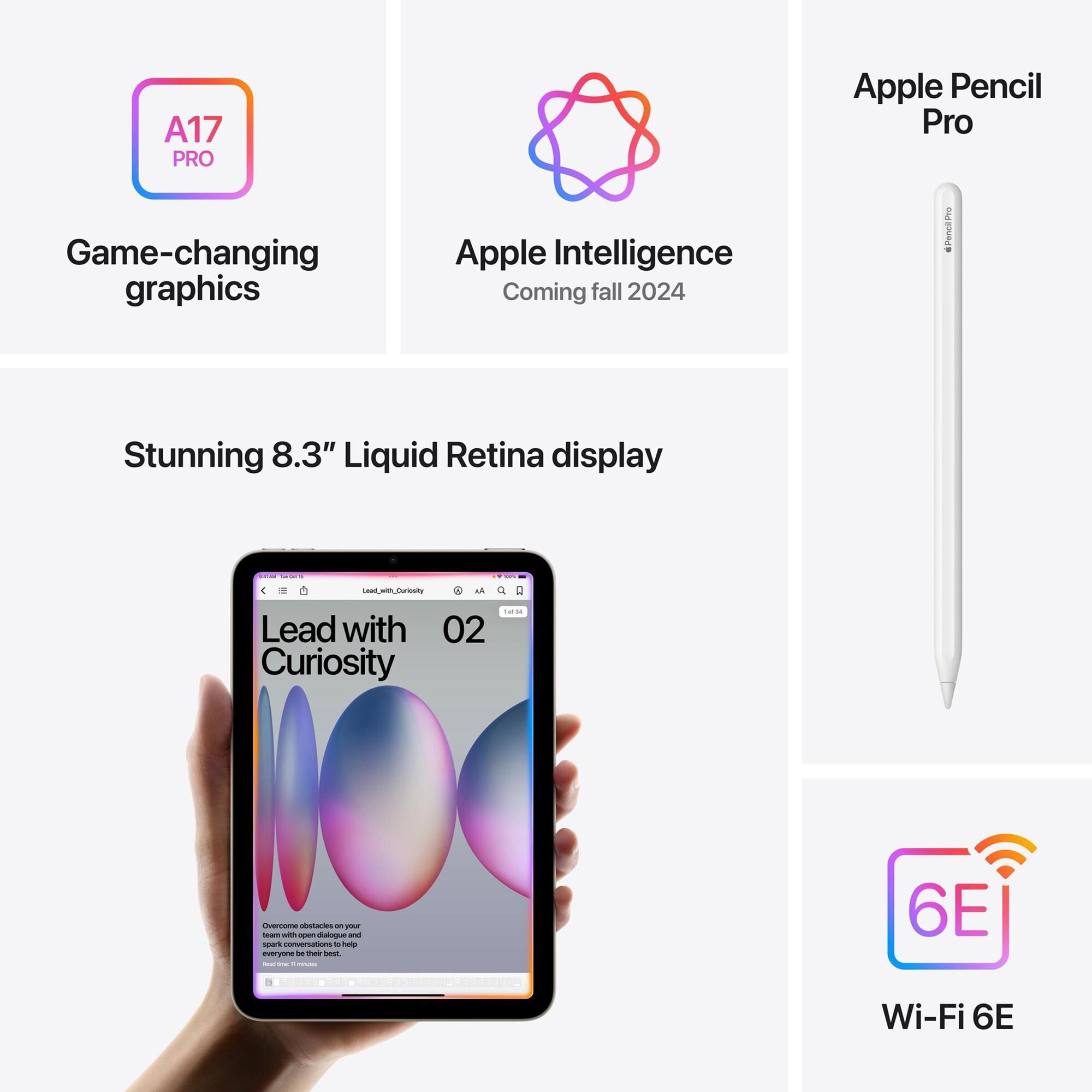 Apple iPad Mini Wi-Fi 128GB - Starlight with 2-Year AppleCare+