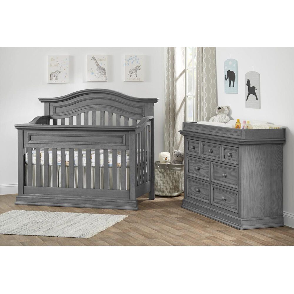 Oxford Baby Glenbrook 2-Piece Nursery Set with 4- In- 1 Crib and Dresser in Graphite Gray, , large