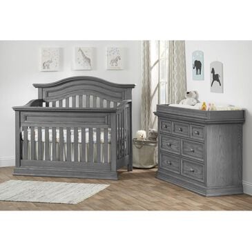 Oxford Baby Glenbrook 2-Piece Nursery Set with 4- In- 1 Crib and Dresser in Graphite Gray, , large
