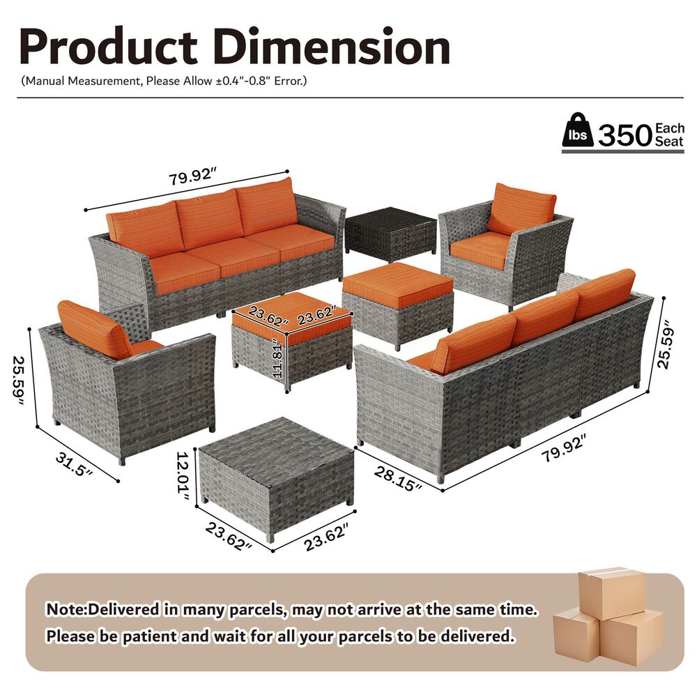 HOMLUX 12-Piece Patio Conversation Set in Orange Red, , large