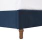 Hearth and Haven Peyton Queen Platform Bed with Blue Upholstery in Walnut, , large