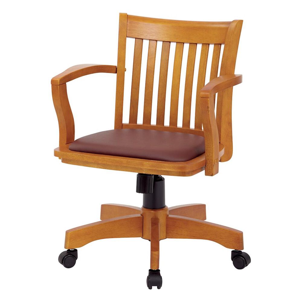 OSP Home Deluxe Wood Bankers Chair with Padded Seat in Brown NFM