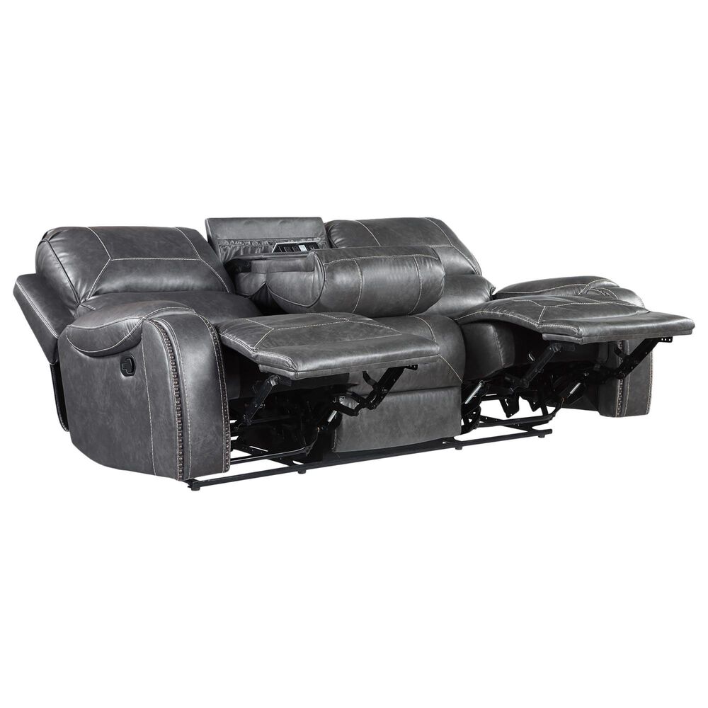 Crystal City Keily Manual Reclining Sofa with Dropdown Table in Dove Grey, , large