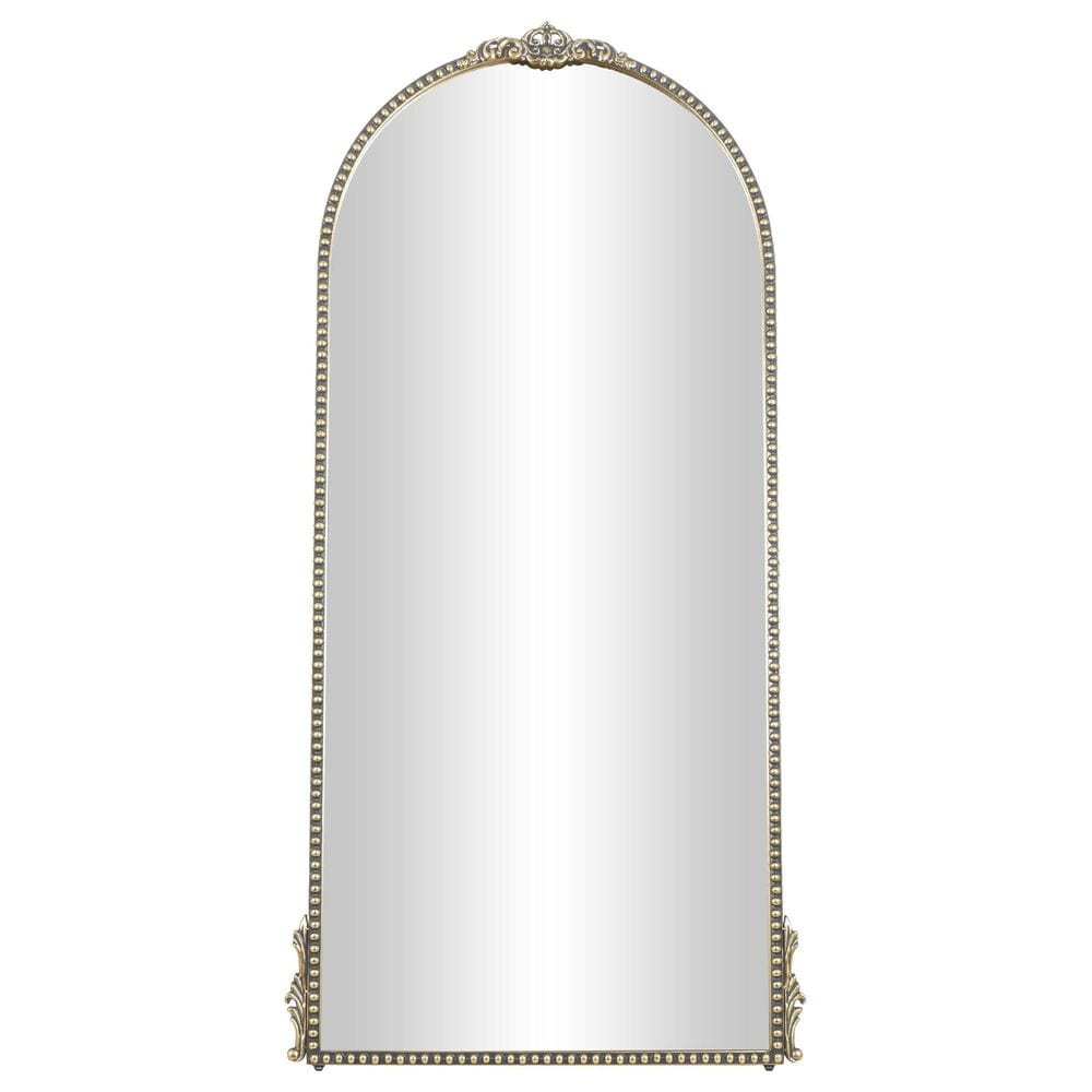 Maple and Jade 64" Fleur De Lis Ornate Floor Mirror with Easel in Gold, , large