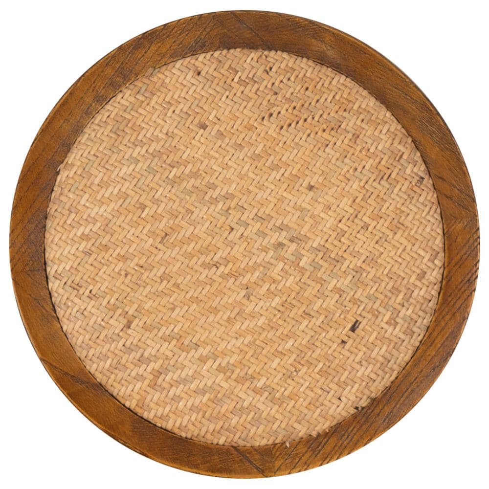 Linon Home Decor Rae Rattan Counter Stool in Rich Walnut, , large